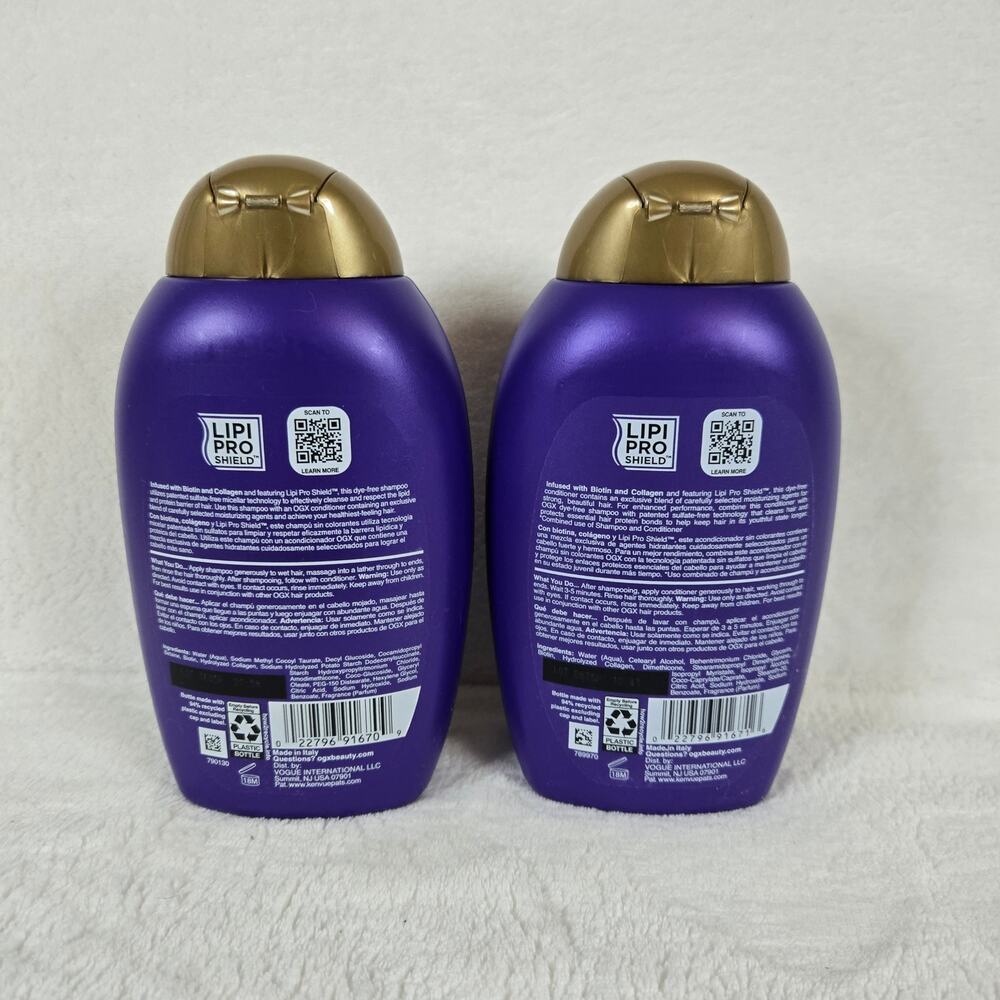 OGX Biotin and Collagen Shampoo and Conditioner for Volume 13 fl oz NEW 2 pack - Picture 2 of 2